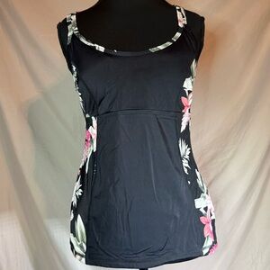 Tommy Bahama Ginger Flower Floral Tankini Top 🌺🖤